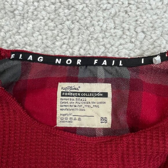 Flag Nor Fail Forever Waffle Knit Crop Top Red - Picture 4 of 9